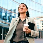 Hardworking woman heading to work