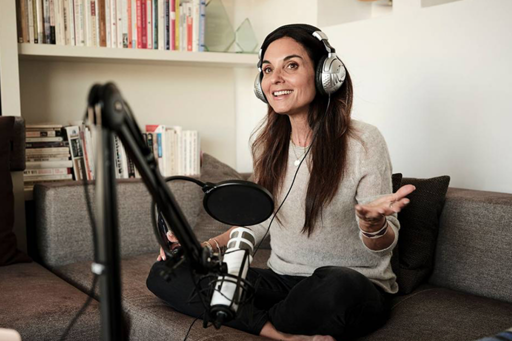 Nichole Sachs records an episode of her podcast, which she uses to discuss her holistic approach to chronic pain management